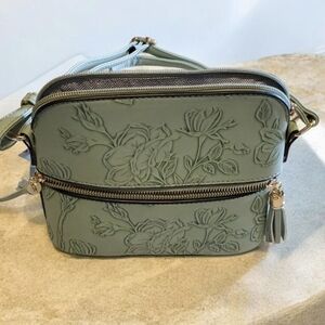 Le Bag Green Embossed Crossbody Bag Purse